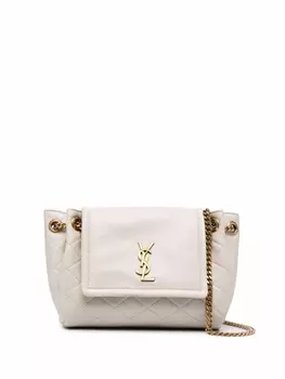 Saint Laurent стеганая сумка через плечо с логотипом YSL, нейтральный цвет