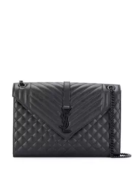 Saint Laurent стеганая сумка-конверт на плечо, черный