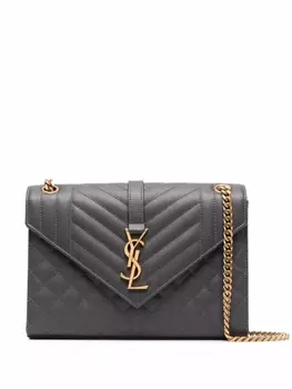 Saint Laurent стеганая сумка на плечо Cassandra, серый
