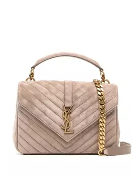 Saint Laurent стеганая сумка на плечо College, нейтральный цвет