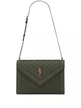 Saint Laurent стеганая сумка на плечо Gaby, зеленый