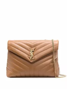 Saint Laurent стеганая сумка на плечо Loulou, коричневый