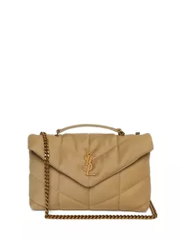Saint Laurent стеганая сумка на плечо Loulou среднего размера, нейтральный цвет