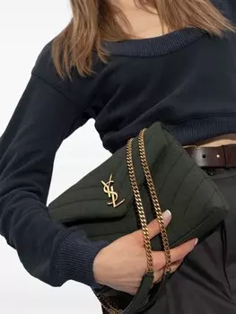 Saint Laurent стеганая сумка на плечо Loulou, зеленый