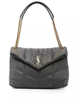 Saint Laurent стеганая сумка на плечо с логотипом YSL, серый