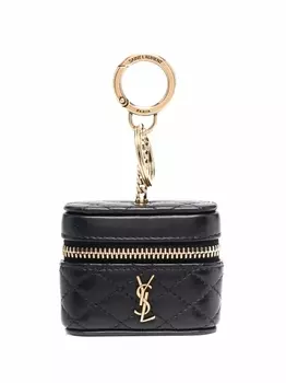 Saint Laurent стеганый футляр для Airpods с логотипом, черный