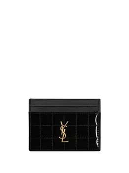 Saint Laurent стеганый картхолдер Cassandre, черный