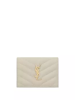 Saint Laurent стеганый картхолдер Cassandre, нейтральный цвет