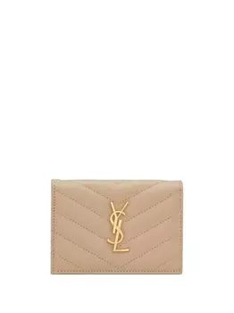 Saint Laurent стеганый картхолдер Cassandre, нейтральный цвет
