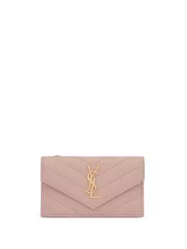 Saint Laurent стеганый картхолдер Cassandre, розовый