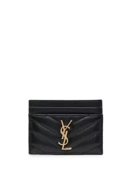 Saint Laurent стеганый картхолдер, черный