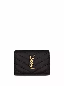 Saint Laurent стеганый картхолдер, черный