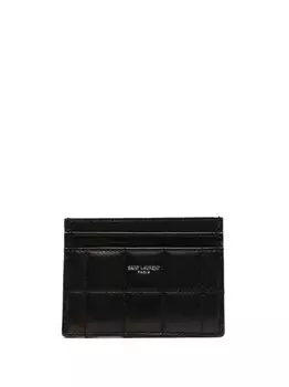 Saint Laurent стеганый картхолдер с логотипом, черный