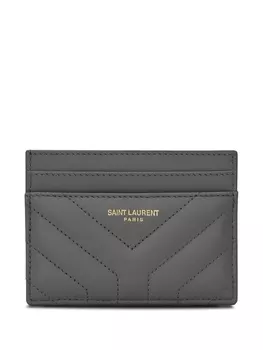 Saint Laurent стеганый картхолдер с логотипом, серый