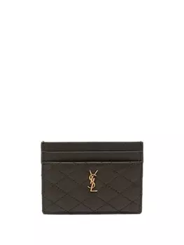 Saint Laurent стеганый картхолдер, зеленый