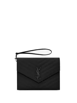 Saint Laurent стеганый клатч Cassandre, черный
