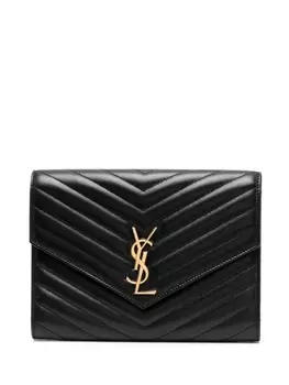 Saint Laurent стеганый клатч Cassandre, черный