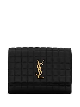 Saint Laurent стеганый клатч Cassandre, черный