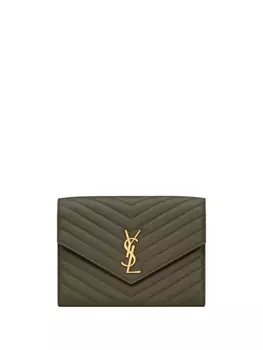 Saint Laurent стеганый клатч Cassandre, коричневый
