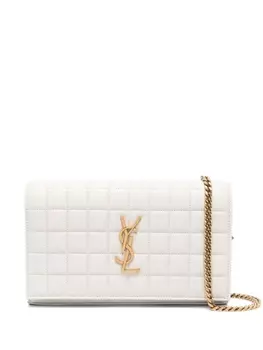 Saint Laurent стеганый клатч Cassandre, нейтральный цвет