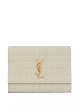 Saint Laurent стеганый клатч Cassandre, нейтральный цвет