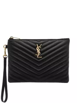 Saint Laurent стеганый клатч, черный