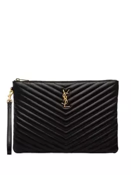 Saint Laurent стеганый клатч, черный