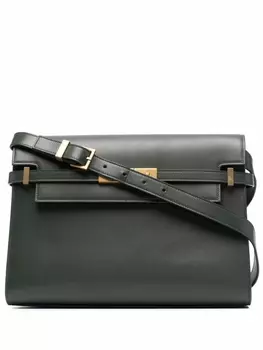 Saint Laurent стеганый клатч с монограммой, зеленый