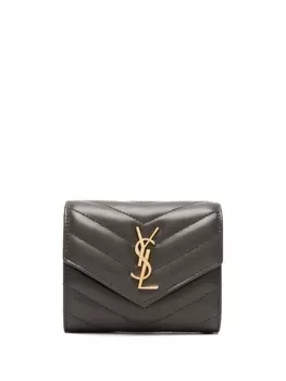 Saint Laurent стеганый кошелек Cassandre, коричневый