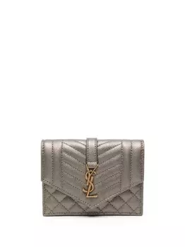 Saint Laurent стеганый кошелек, коричневый
