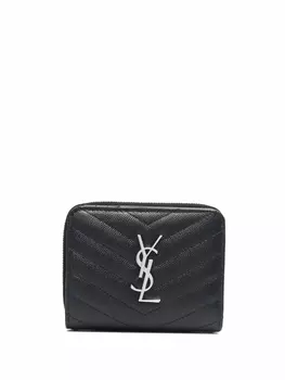 Saint Laurent стеганый кошелек Monogram, черный