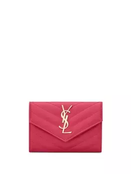 Saint Laurent стеганый кошелек Monogram, розовый