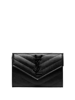 Saint Laurent стеганый кошелек с декором Monogram, черный