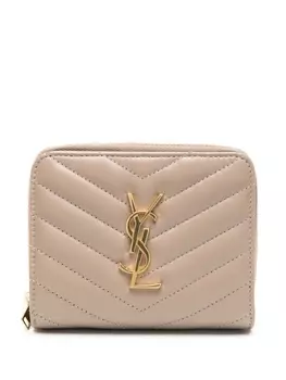 Saint Laurent стеганый кошелек с логотипом Cassandre, нейтральный цвет