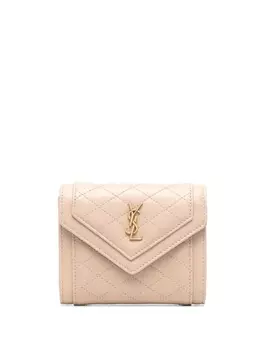 Saint Laurent стеганый кошелек с логотипом, нейтральный цвет