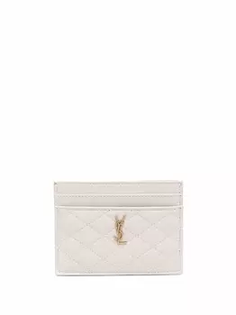 Saint Laurent стеганый кошелек с логотипом, нейтральный цвет