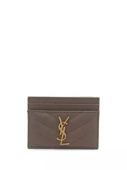 Saint Laurent стеганый кошелек с логотипом, нейтральный цвет