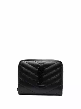 Saint Laurent стеганый кошелек с монограммой, черный