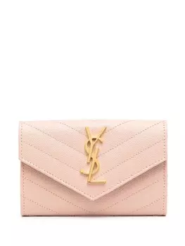 Saint Laurent стеганый кошелек с монограммой, розовый