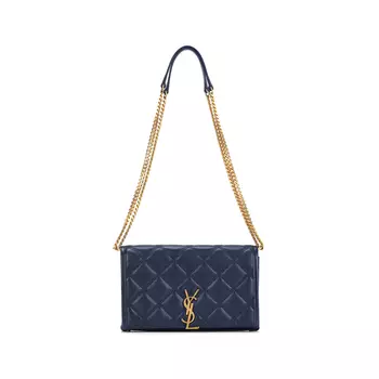 SAINT LAURENT Сумка через плечо из овчины, женская, синяя