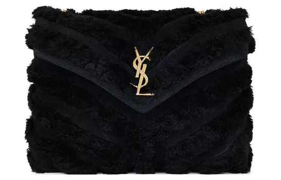 SAINT LAURENT Сумка через плечо LOULOU из телячьей кожи, женская, черная