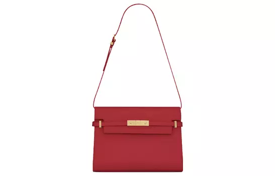 SAINT LAURENT Сумка через плечо MANHATTAN из коровьей кожи, женская, цвет «Купидон», красная