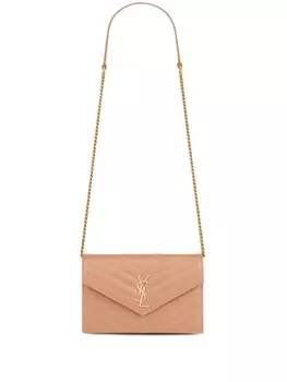 Saint Laurent сумка через плечо с логотипом, нейтральный цвет