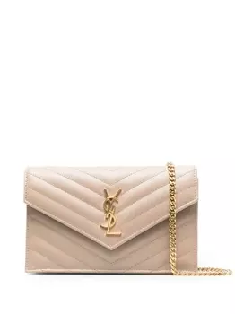 Saint Laurent сумка через плечо с логотипом, нейтральный цвет