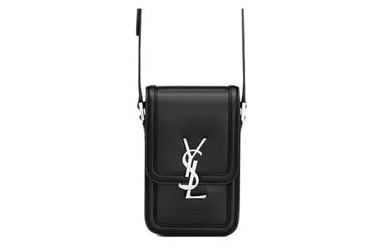 SAINT LAURENT Сумка через плечо SOLFERINO из гладкой кожи, мини, мужская, черная
