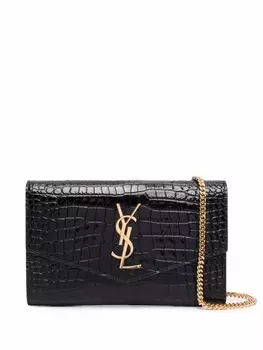Saint Laurent сумка через плечо Uptown с тиснением под крокодила, черный