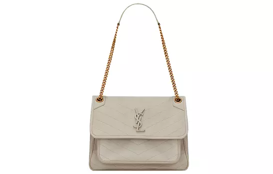 SAINT LAURENT Сумка-хобо из стеганой овчины, сумка через плечо, женская, белая