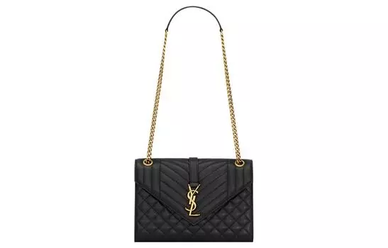 SAINT LAURENT Сумка-конверт из овчины, сумка через плечо, женская, черная