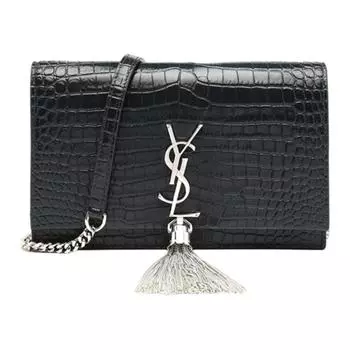 SAINT LAURENT Сумка-конверт KATE из коровьей кожи, кошелек, сумка через плечо, женская, черная