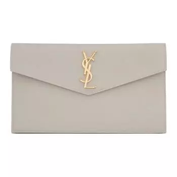 SAINT LAURENT Сумка-конверт UPTOWN из коровьей кожи, клатч-трубы, женская, винтажная, белая